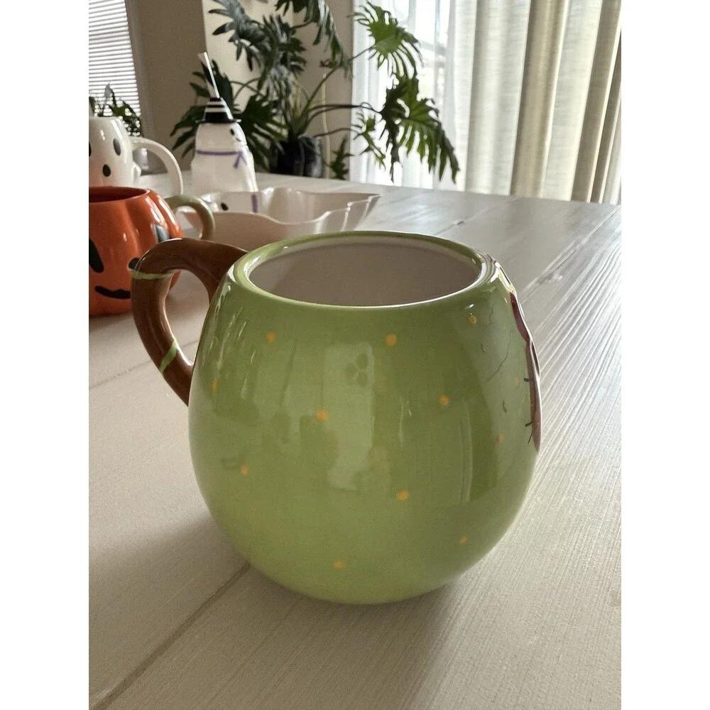 Pier 1 Green Owl Bird With Flowers - Fun Coffee Tea Mug Cup